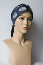 Chusta Basic Long niebieski denim z białym nadrukiem