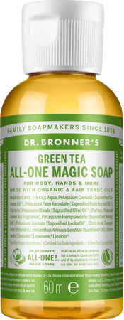 Mydło kastylijskie w płynie 18w1 Dr. Bronner's zielona herbata 60 ml