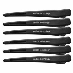 Klipsy fryzjerskie karbonowe Carbon Technology 6 szt. czarne